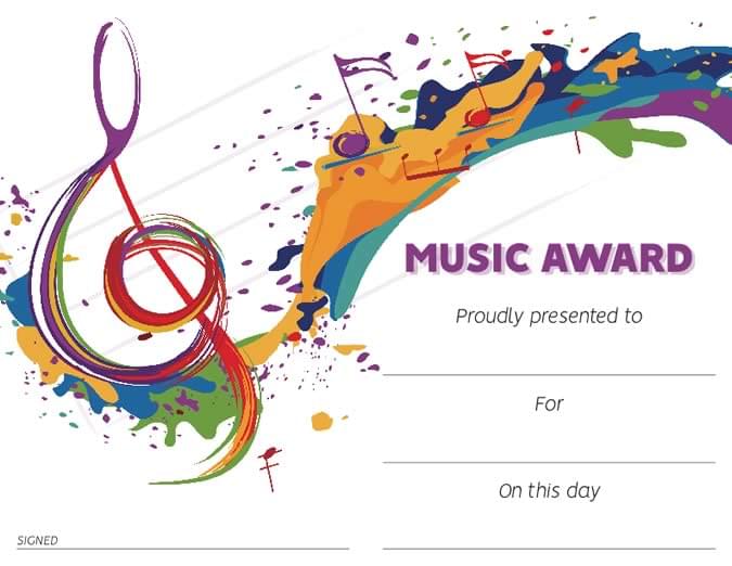 Music Award Certificate Template