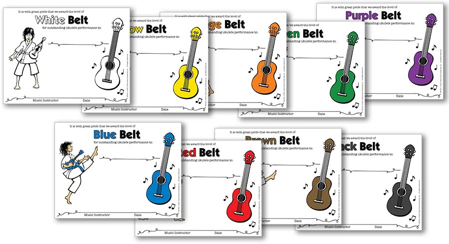 Ukulele Award Belt Certificates